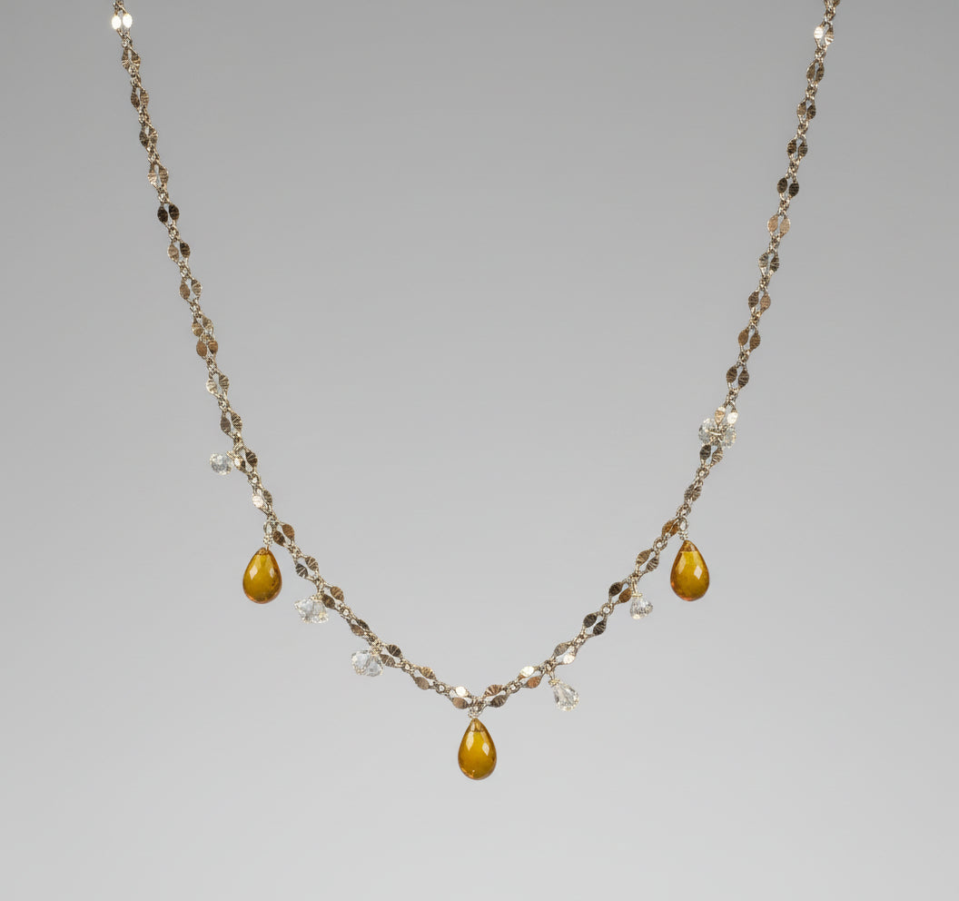 Sterling silver waterfall with Yellow Sapphire