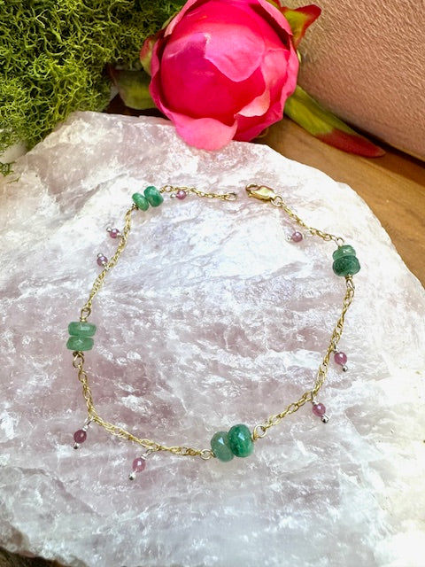 Emeralds and Watermelon Tourmaline bracelet